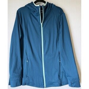 Under Armour Hoodie Jacket Women 2X Blue Full Zip Athletic Stretch Plus Pockets